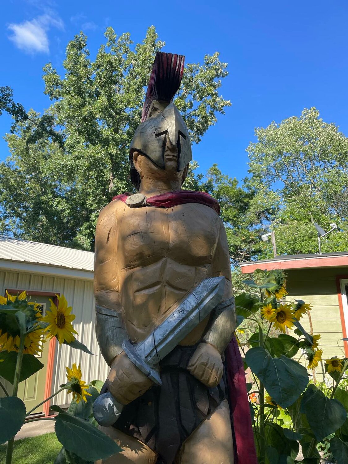 General Leonidas, born of a fallen tree stump is the presiding masculine energy of the property supporting his goddesses.